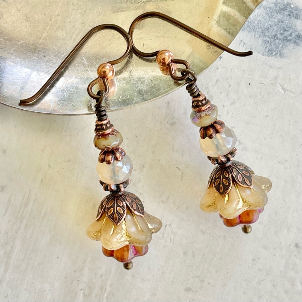 ARTISAN Earrings “Champagne and Roses” - Dangles - Picture 7 of 10